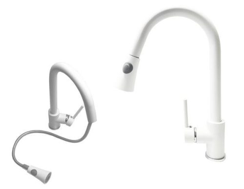Gránit Mosogató Adria Kihúzható Snake Csapteleppel Adagolóval Szifonnal fehér színben