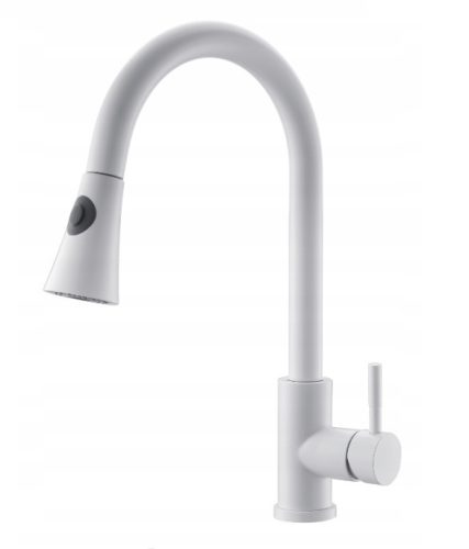 Gránit Mosogató Adria Kihúzható Snake Csapteleppel  Dugóemelővel fehér színben