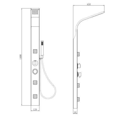 Welland A75 multifunkciós zuhanypanel - fekete