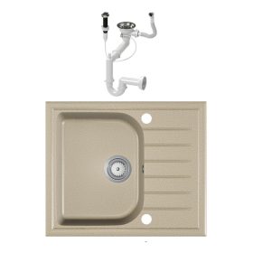 Nero AL-585B Gránit Mosogató + dugóemelő (bézs) 