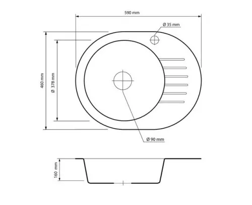 NERO B590CM Gránit Mosogató - Szifon (matt fekete)