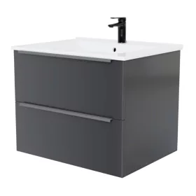 Intenso fiókos fürdőszobabútor mosdókagylóval - 60 cm (magasfényű fehér)