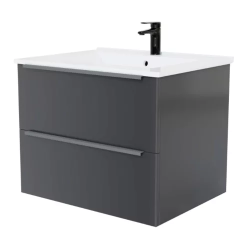 Intenso fiókos fürdőszobabútor mosdókagylóval - 60 cm (magasfényű fehér)