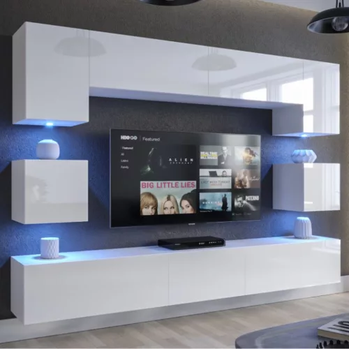 Intenso Concept-1 nappali faliszekrény sor - 240 cm (magasfényű fehér)