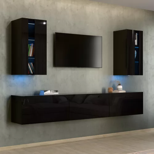 Intenso Concept-21 nappali faliszekrény sor - 240 cm - fekete