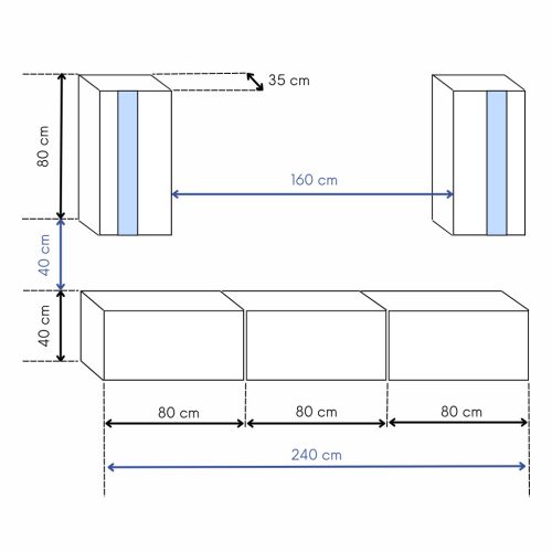 Intenso Concept-21 nappali faliszekrény sor - 240 cm - szürke