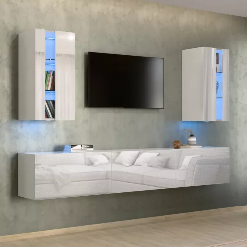 Intenso Concept-21 nappali faliszekrény sor - 240 cm (magasfényű fehér)