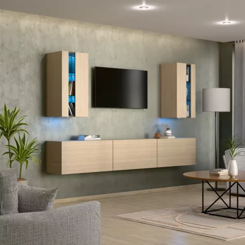 Intenso Concept-21 nappali faliszekrény sor - 240 cm - tölgy