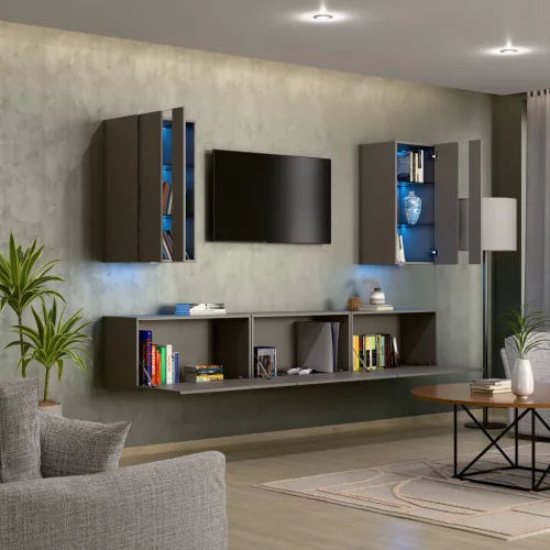 Intenso Concept-21 nappali faliszekrény sor - 240 cm - taupe