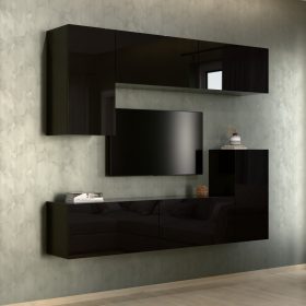   Intenso Concept-50 nappali faliszekrény sor - 200 cm (magasfényű fekete)