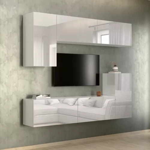 Intenso Concept-50 nappali faliszekrény sor - 200 cm (magasfényű fehér)