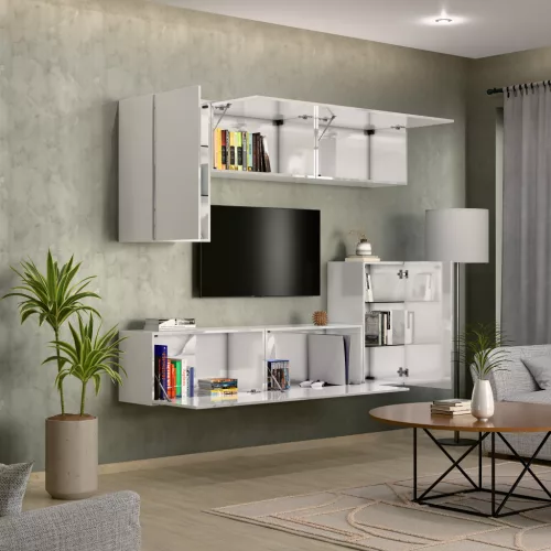 Intenso Concept-50 nappali faliszekrény sor - 200 cm (magasfényű fehér)