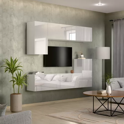 Intenso Concept-50 nappali faliszekrény sor - 200 cm (magasfényű fehér)