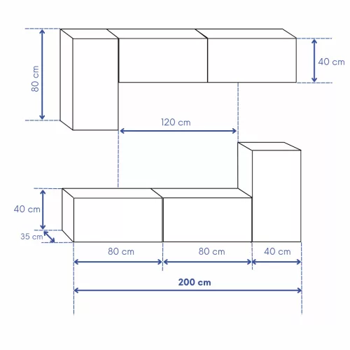 Intenso Concept-50 nappali faliszekrény sor - 200 cm (magasfényű fehér)