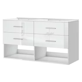 Intenso fiókos fürdőszobabútor mosdókagylóval - 60 cm (magasfényű fehér)