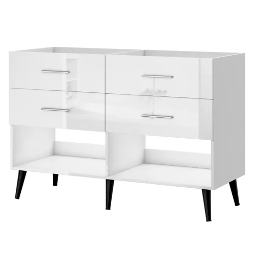 Intenso fiókos fürdőszobabútor mosdókagylóval - 60 cm (magasfényű fehér)