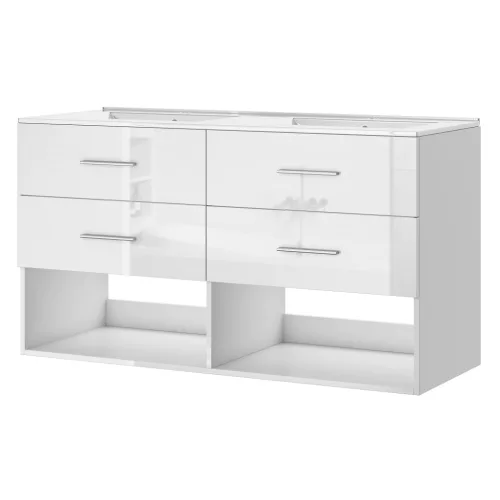 Intenso fiókos fürdőszobai mosdószekrény - 60 cm (magasfényű fehér)