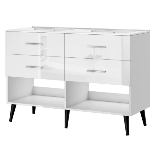 Intenso fiókos fürdőszobai mosdószekrény - 60 cm (magasfényű fehér)