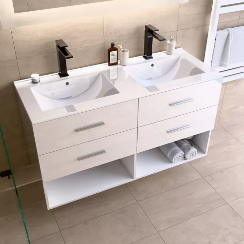 Intenso fiókos fürdőszobai mosdószekrény - 60 cm (magasfényű fehér)