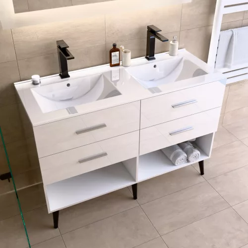 Intenso fiókos fürdőszobai mosdószekrény - 60 cm (magasfényű fehér)