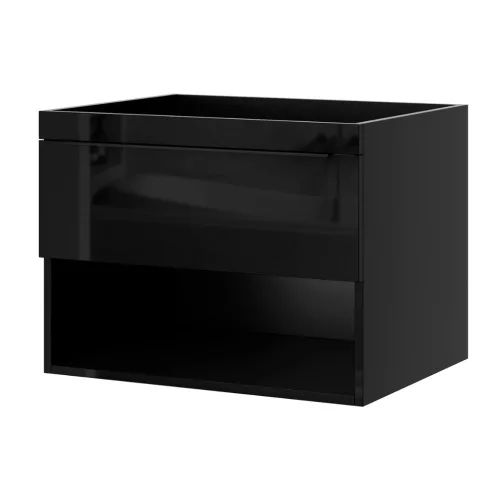 Intenso fiókos fürdőszobai mosdószekrény - 60 cm (magasfényű fekete)