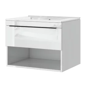 Intenso fiókos fürdőszobabútor mosdókagylóval - 60 cm (magasfényű fehér)