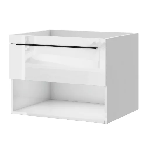 Intenso fiókos fürdőszobabútor mosdókagylóval - 60 cm (magasfényű fehér)