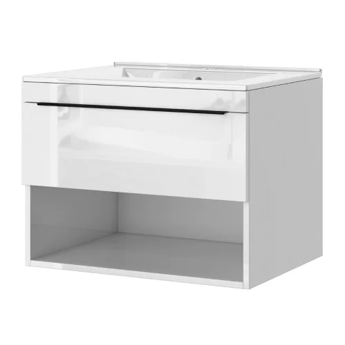 Intenso fiókos fürdőszobai mosdószekrény - 60 cm (magasfényű fehér)