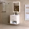 Intenso fiókos fürdőszobabútor mosdókagylóval - 60 cm (magasfényű fehér)