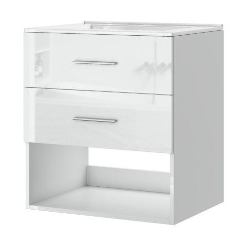 Intenso fiókos fürdőszobai mosdószekrény - 60 cm (magasfényű fehér)