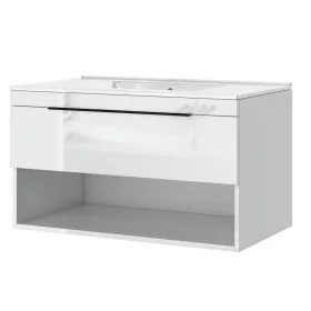 Intenso fiókos fürdőszobabútor mosdókagylóval - 80 cm (magasfényű fehér)