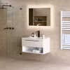 Intenso fiókos fürdőszobabútor mosdókagylóval - 80 cm (magasfényű fehér)