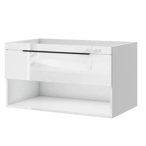 Intenso fiókos fürdőszobabútor mosdókagylóval - 80 cm (magasfényű fehér)