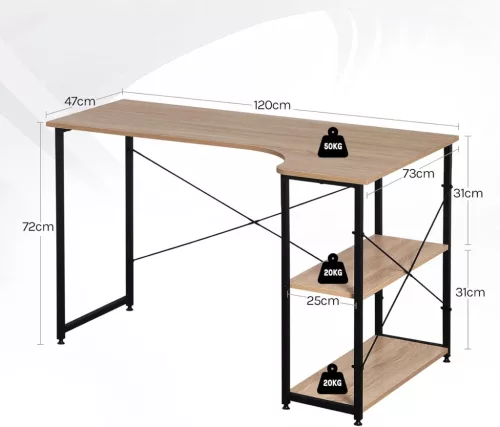 Intenso Compact íróasztal / számítógépasztal polcokkal - 120 cm