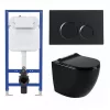 Welland Primo-Max Rimless padlóra szerelhető WC csésze + soft-close slim WC ülőke - fekete