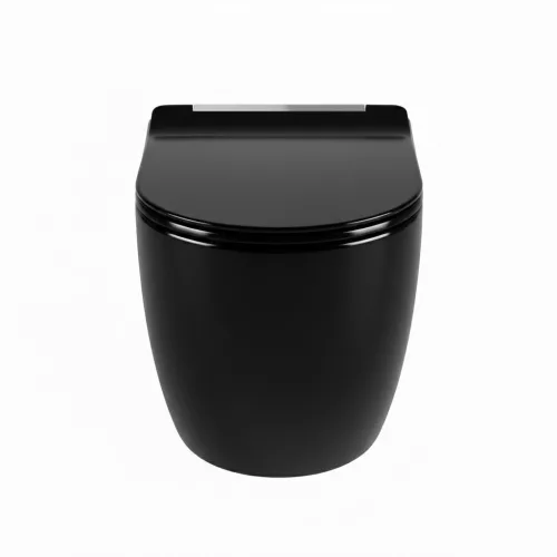 Welland Primo-Max Rimless padlóra szerelhető WC csésze + soft-close slim WC ülőke - fekete