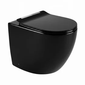 Padlóra építhető WC csésze soft-close ülőkével - fekete