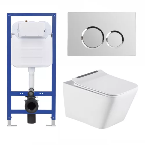 Welland Cono-Max Rimless fali WC + tartály króm nyomólappal