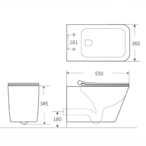 Welland Cono-Max Rimless fali WC + tartály króm nyomólappal