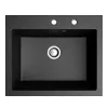 Gránit mosogató NERO Piazza-60 + magasított csaptelep + adagoló (fekete)