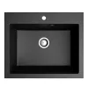 Gránit mosogató NERO Piazza-60 + magasított csaptelep + adagoló (fekete)