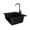 Gránit mosogató NERO Piazza-60 + magasított csaptelep + adagoló (fekete)