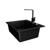 Gránit mosogató NERO Piazza-60 + magasított csaptelep + adagoló (fekete)
