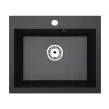 Gránit mosogató NERO Piazza-60 + magasított csaptelep + adagoló (fekete)