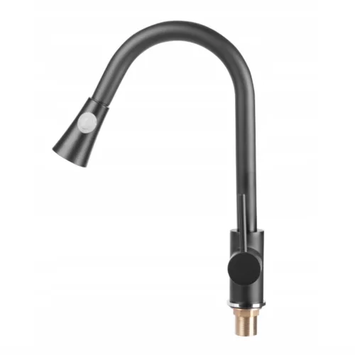 Gránit mosogató NERO Piazza-60 + magasított csaptelep + adagoló (fekete)