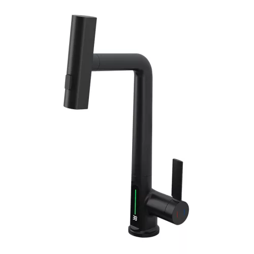 Gránit mosogató NERO Piazza-60 + magasított csaptelep + adagoló (fekete)