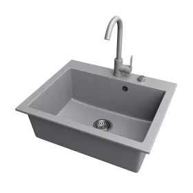 Gránit mosogató NERO Piazza-60 + magasított csaptelep + adagoló