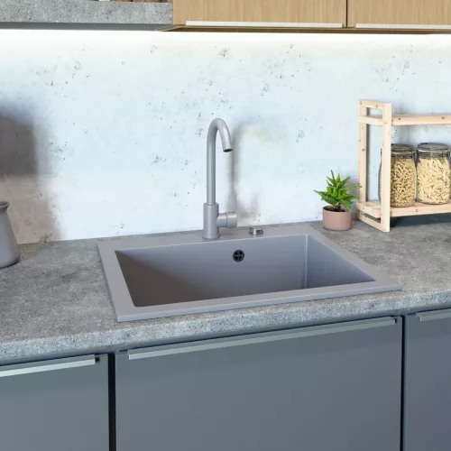 Gránit mosogató NERO Piazza-60 + magasított csaptelep + adagoló