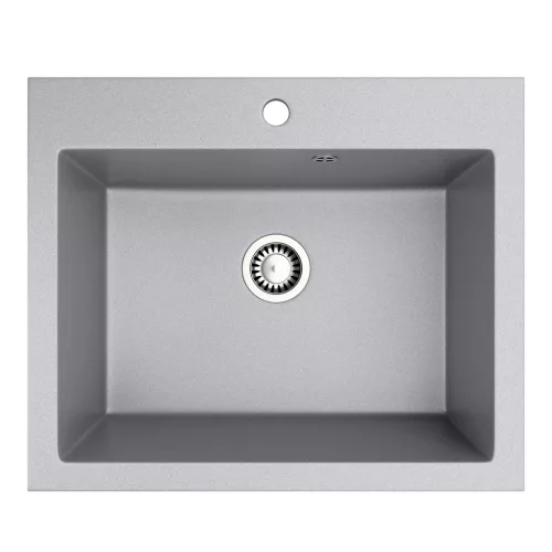 Gránit mosogató NERO Piazza-60 + magasított csaptelep + adagoló (fekete)