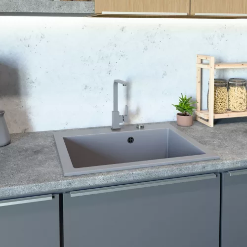 Gránit mosogató NERO Piazza-60 + magasított csaptelep + adagoló